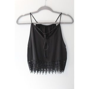 Staring at Stars Tops - Staring at Stars Black Lace Crop Top Staring at Stars Tops - Staring at Stars Black Lace Crop Top